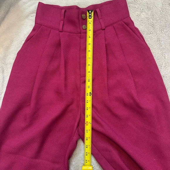 Cider Pink Pleated High Waist Wide Leg Textured Trousers Pants Women’s Small‎ - Picture 6 of 10